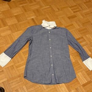 Dsquared 2. Blue Button-Up Shirt with White Accents